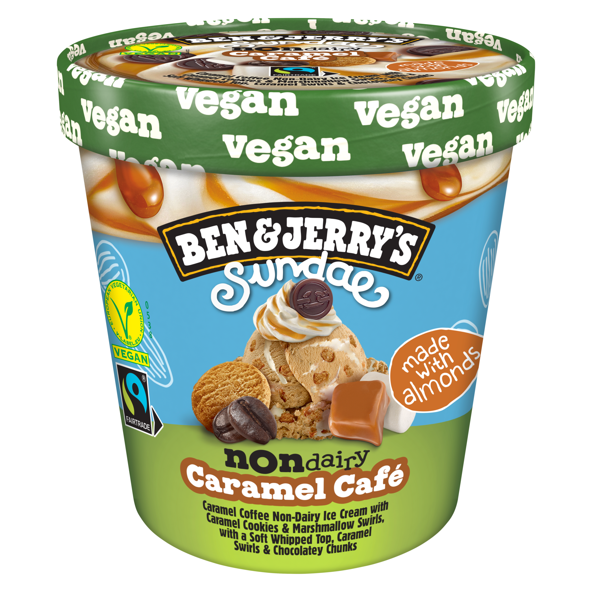 $B&J Vegan Caramel Café 465 ml – 8 stk í pk