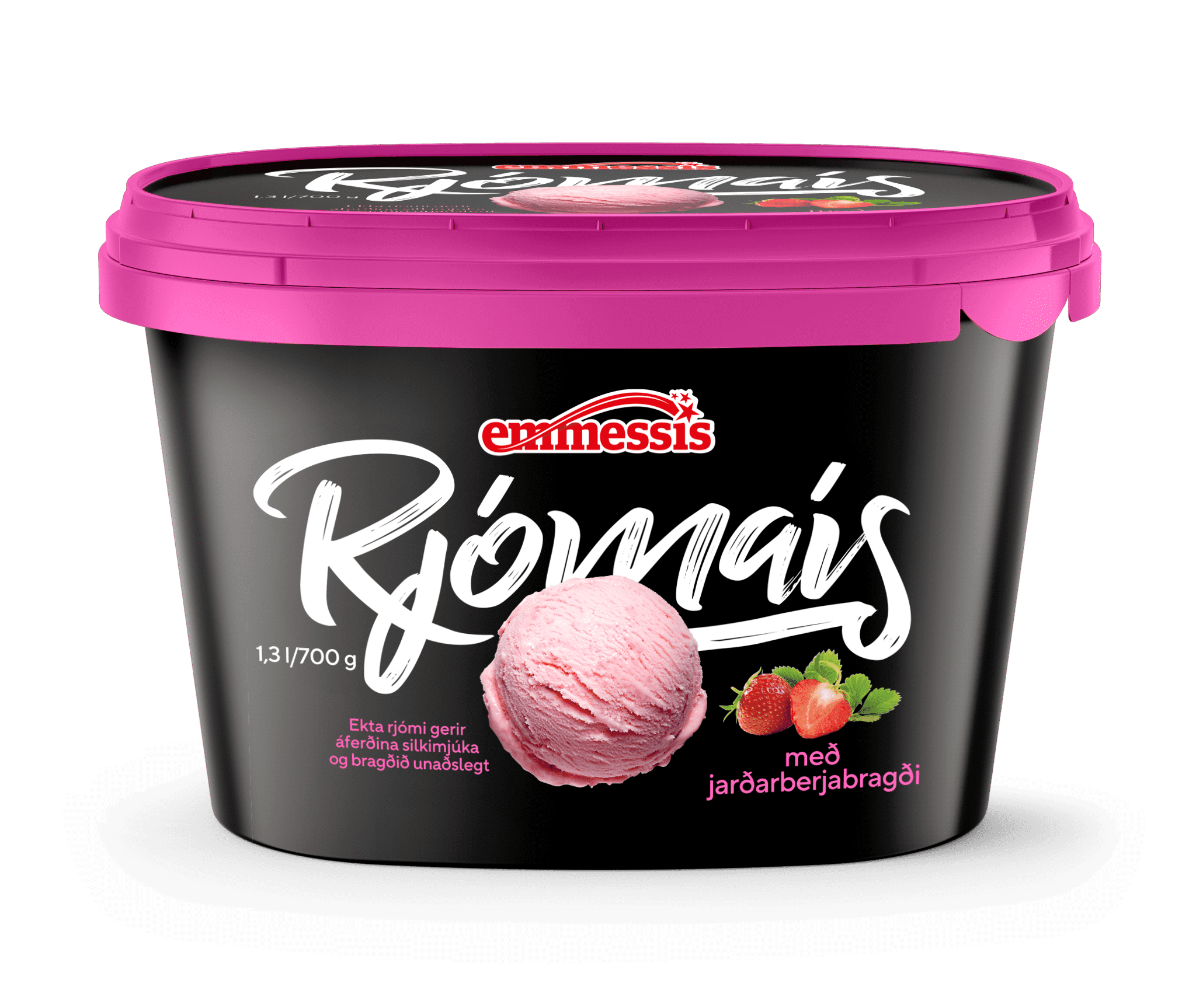 Rjómaís jarðarberja 1,3 ltr 4 ein í pk.