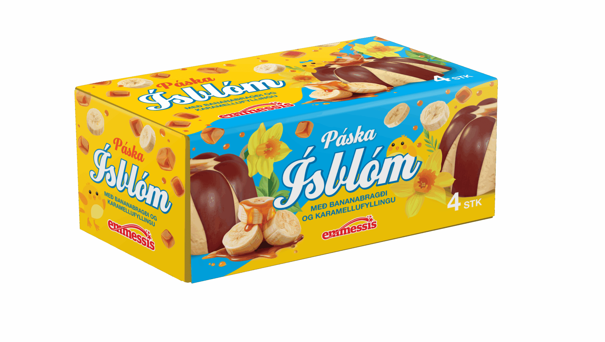 Ísblóm Páskar Bananaís og Karamellufyllingu – 4 ein. í pk.