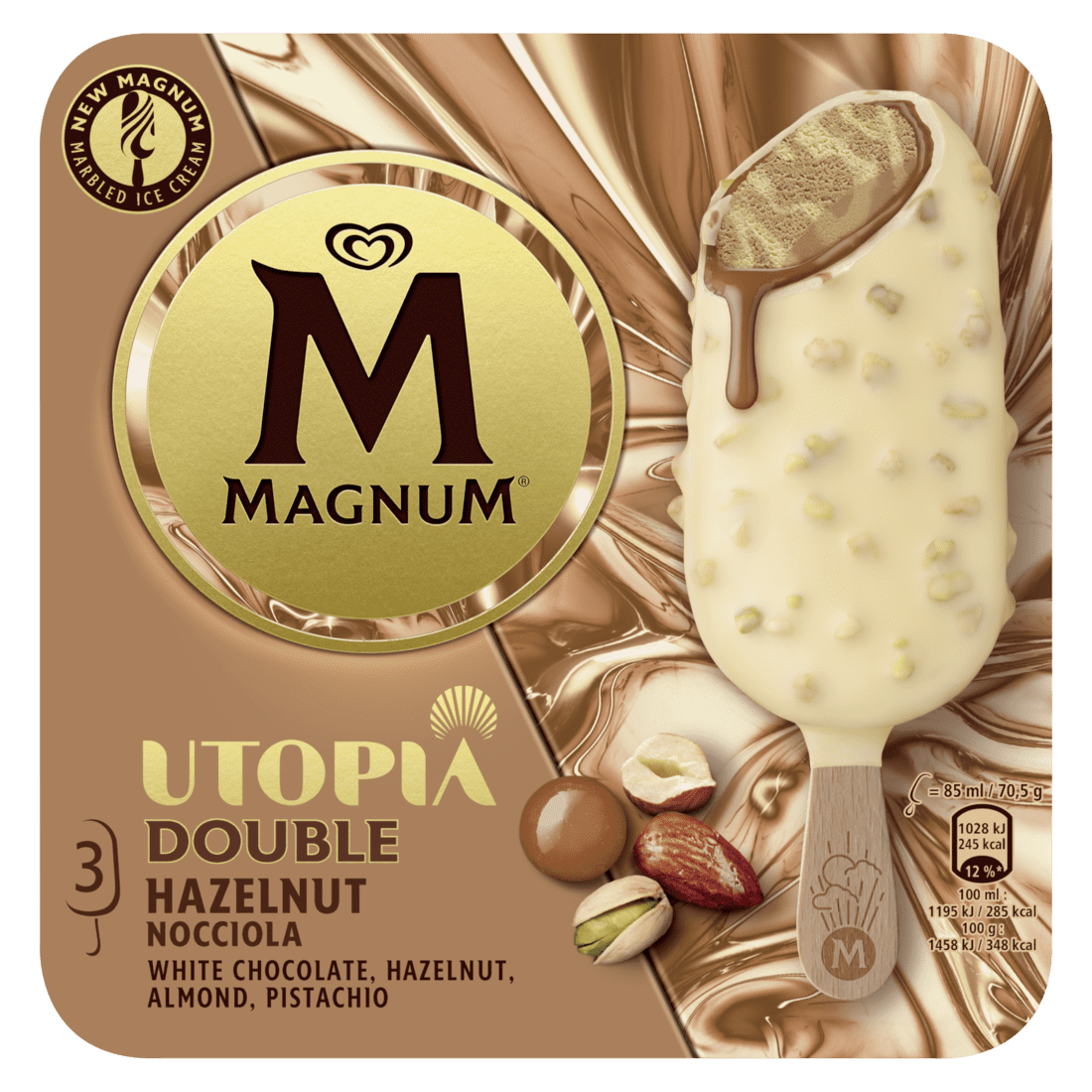 Magnum Utopia Double Hazelnut 3stk – 10 ein í pk.