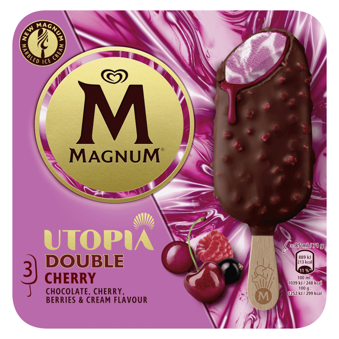 Magnum Utopia Double Cherry 3stk – 10 ein. í pk